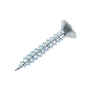 8 X 1" - (4.0 x 25mm) Wood Screw, Twin Thread, Pozi, Countersunk, Bright Zinc Plated - (Box of 200)